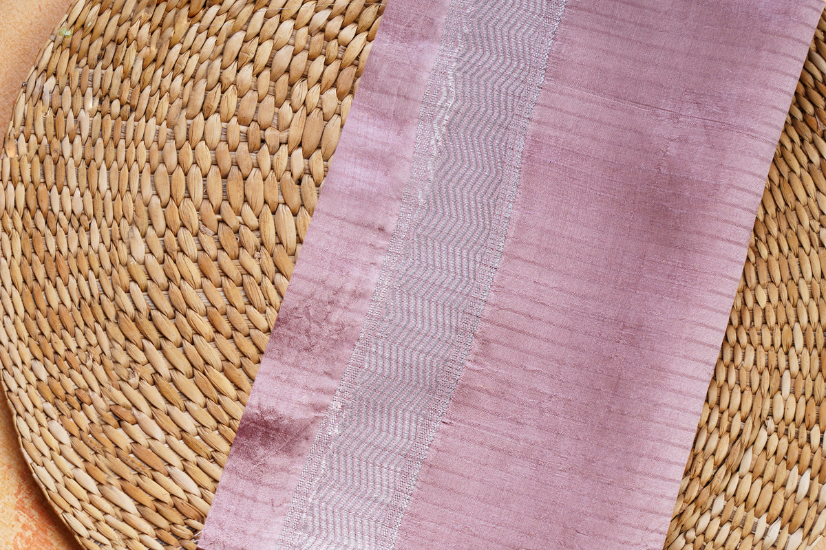 Dusty mauve mango silk banarasi saree with meenakari buti and zari border